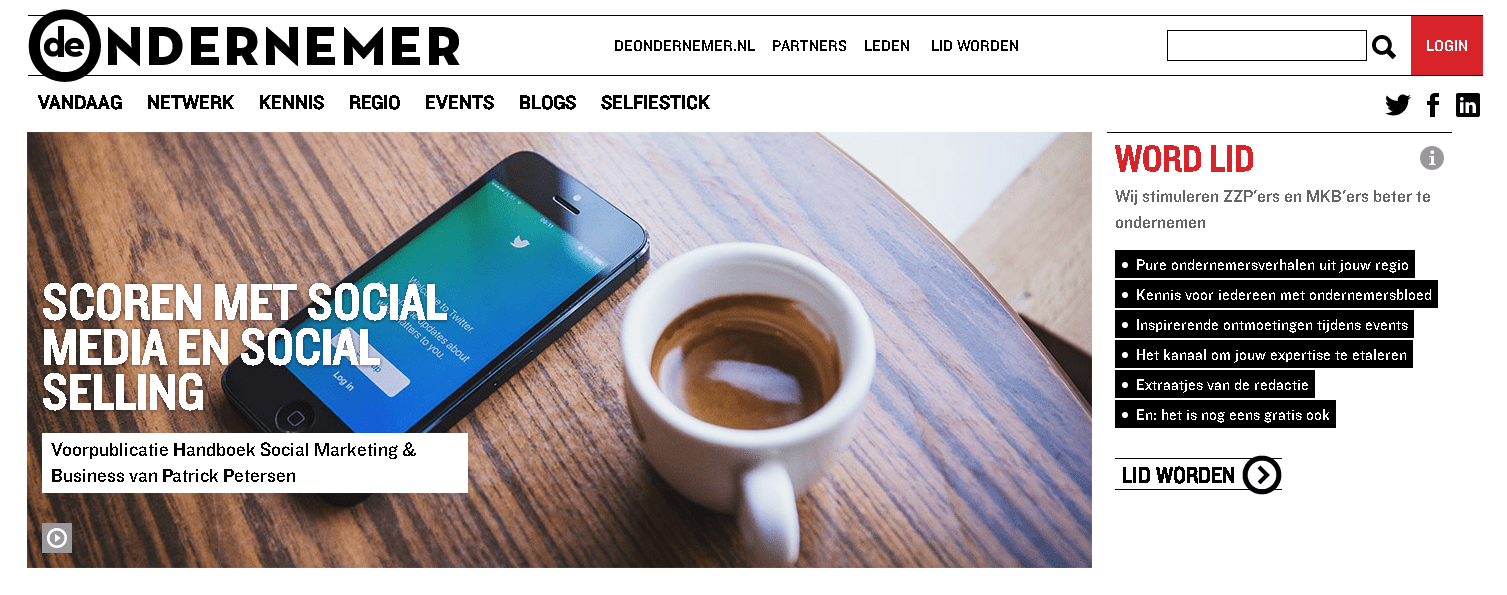 Boek voorpublicatie op De Ondernemer: SCOREN MET SOCIAL MEDIA EN SOCIAL SELLING 1 deondnemerr-2