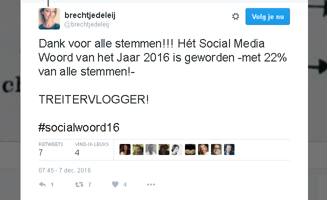 'Treitervlogger' is het Social Media Woord Van Het Jaar 1 treitervolllger