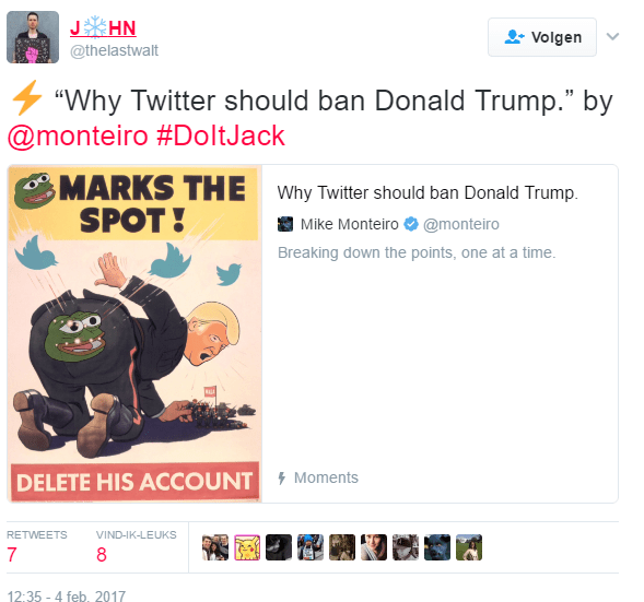 Twitterbaas opgeroepen om Trump te bannen #DoItJack 1 07john