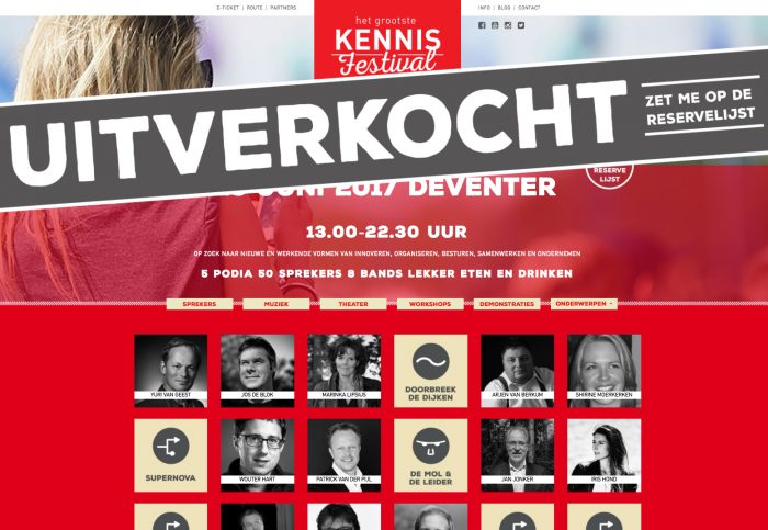 Het Grootste Kennisfestival van Nederland uitverkocht