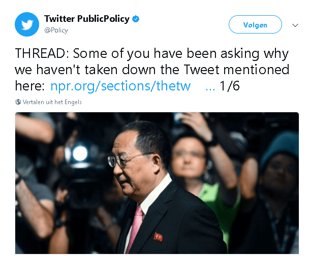 Twitter verwijdert de 'oorlogsverklaring' van Trump niet 2 twitttt22