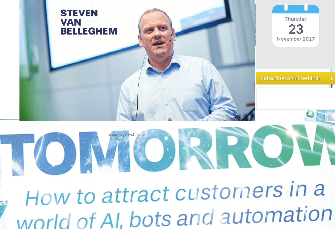 SCHRIJF IN! GRATIS webinar Steven van Belleghem, donderdag 23 november 2017 #event 'Customers the day after tomorrow' 1 vanbelleghem2