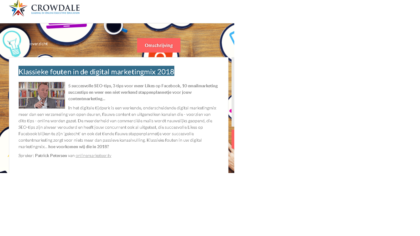 SCHRIJF JE IN! Webinar 14 december @Onlinemarketeer: Klassieke fouten in de digital marketingmix 2018 #onlineseminar 1 crowdale