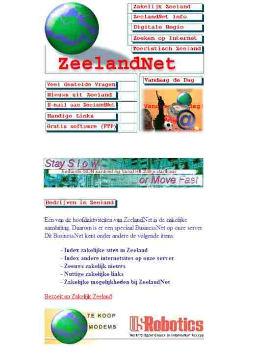 De Zeelandnet website in 1996