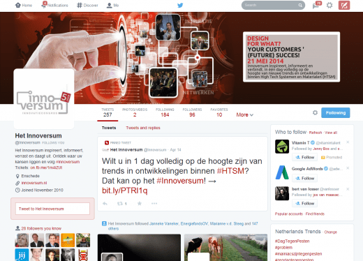 twitter new layout innoversum by LAmp Enschede