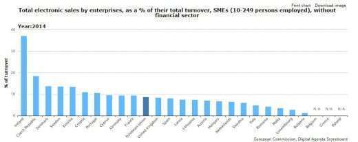 European Commission Digital Agenda Scoreboard Ecommerce turnover SME s 10 249