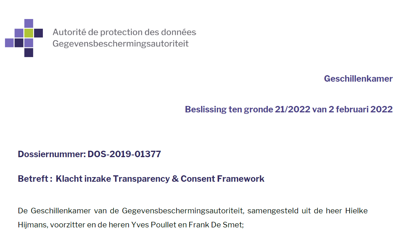 IAB Europe ingesteld beroep prejudiciële vragen aan Hof van Justitie EU databeheer Online IAB Europe ingesteld beroep prejudiciële vragen aan Hof van Justitie EU databeheer Online