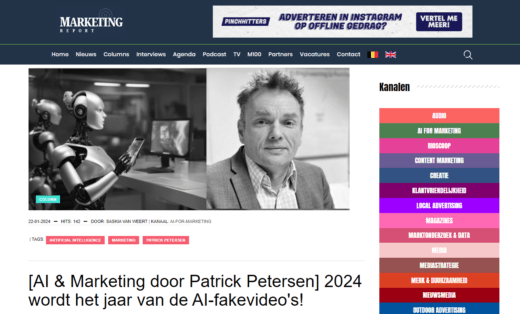 Column AI & Marketing: '2024 wordt het jaar van de AI-fakevideo's!'
