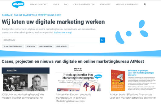 Marketingbureau AtMost heeft van hun 'bureausite' een inspiratieplatform gemaakt