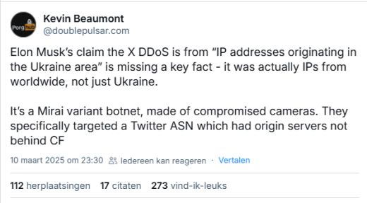 'Pro-Palestijnse Dark Storm Team eist cyberaanval X(/Twitter) op'