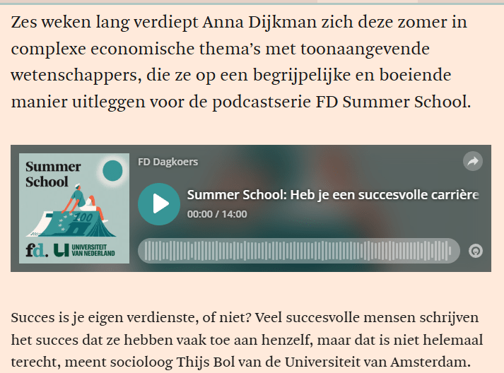 FD lanceert podcastreeks samen met Universiteit van Nederland 1 FD lanceert podcastserie met Universiteit van Nederland