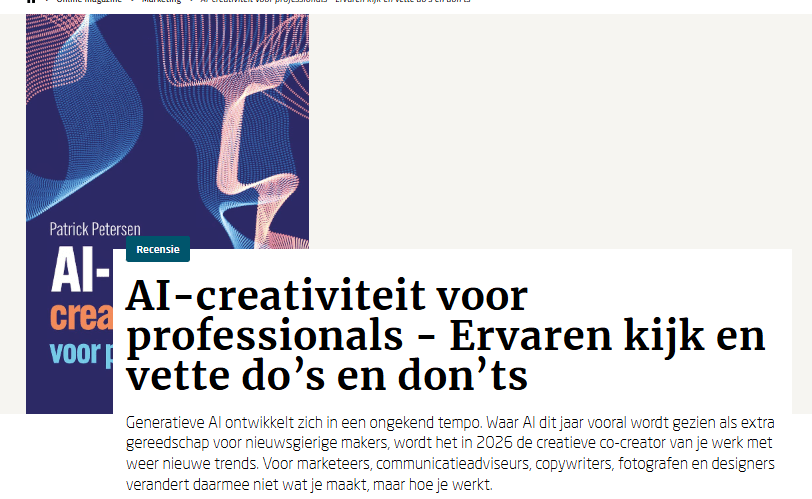 [Boek REVIEW] 'AI-creativiteit voor professionals - Ervaren kijk en vette do’s en don’ts' 
