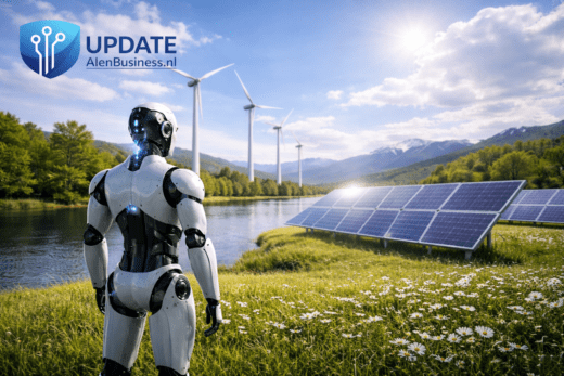 Robot kijkt naar duurzame energiebronnen.