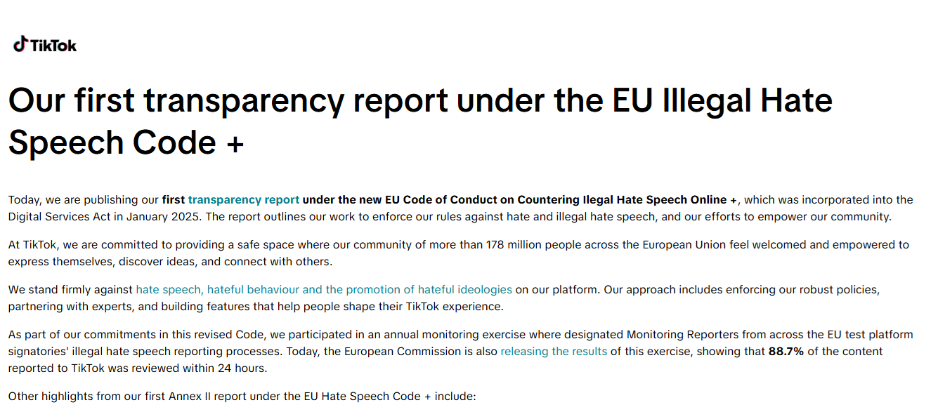 TikTok grijpt eindelijk harder in tegen haatdragende content in Europa