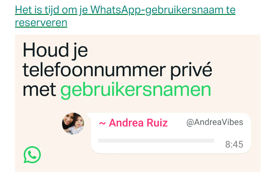 Reserveer alvast je WhatsApp-gebruikersnaam (en gebruik je nummer niet) 1 C354332C 001A 4C4E AFB4 03D9C97DDBF0