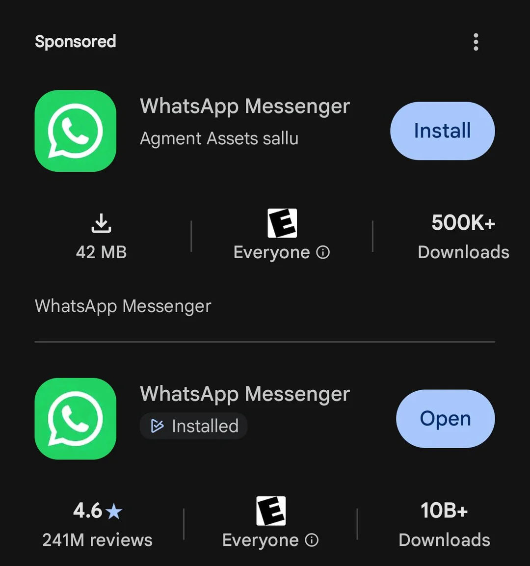 Nep-WhatsApp meer dan 500.000 keer gedownload via Google Play Store: gebruikers misleid door gesponsorde app